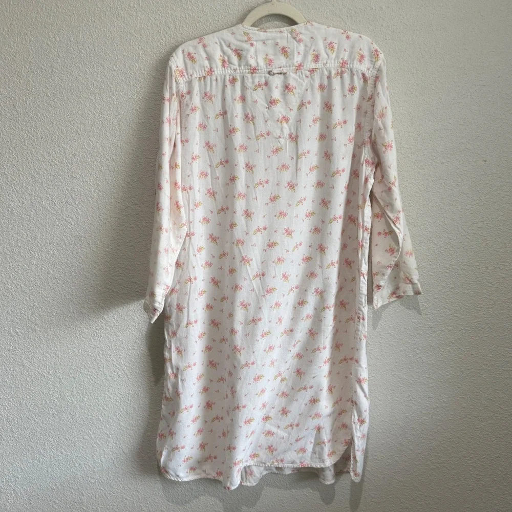 Vintage Victorias Secret Country Cottons Floral‎ Nightshirt White Pink M Cottage